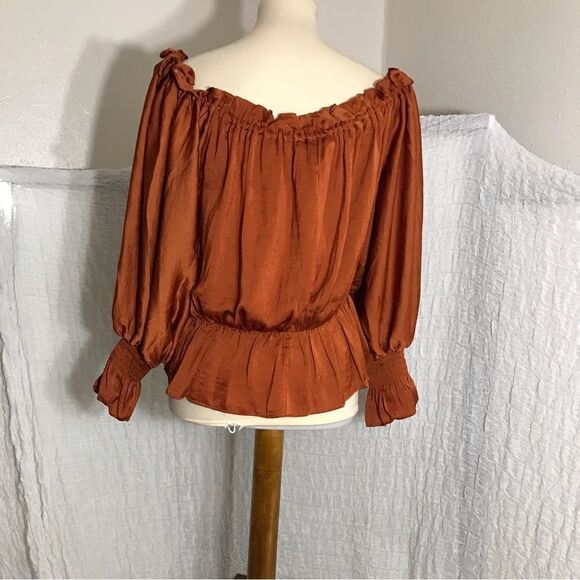 She PLus Ski Burnt Orange Off The Shoulder Peasant Top Size Large - Picture 5 of 10